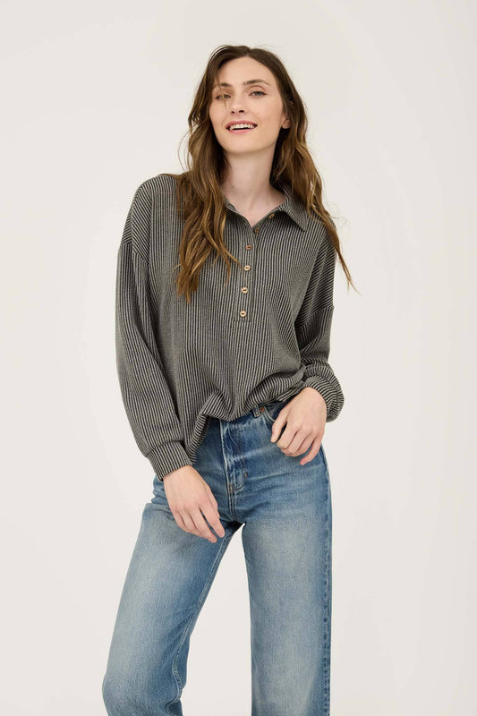 Blu Pepper - Pinstripe Half Button
