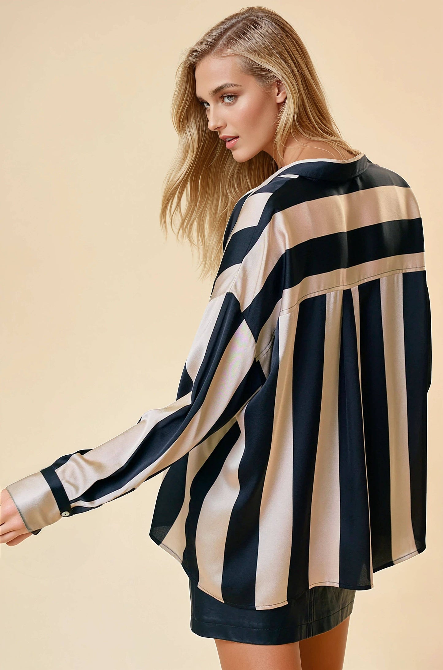 Oversized Satin Stripe Shirt