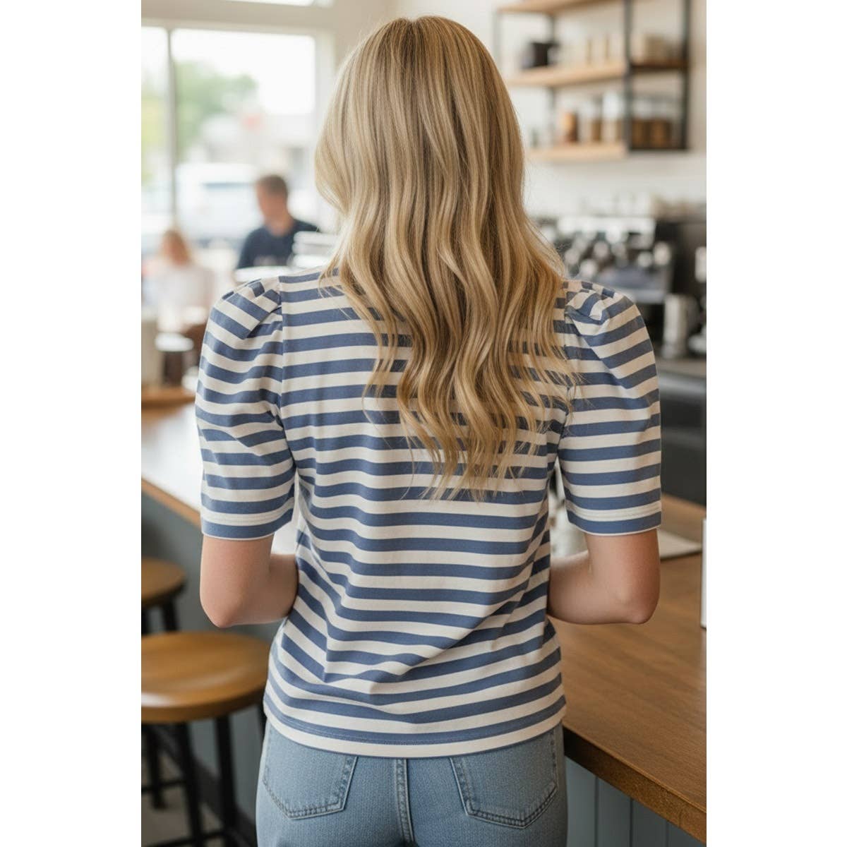 Staccato Half Sleeve Striped Top