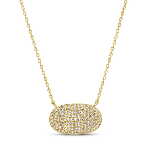Splendid Iris Oval Pendant Necklace