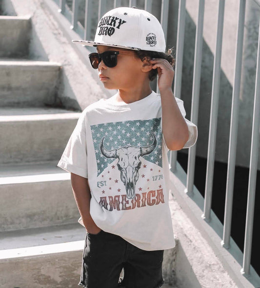 Holland Ave Clothing - Vintage Western America Kids Graphic | Boys 4th of July Tee