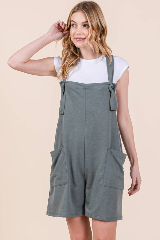 Dusty Olive Casual Tie Romper