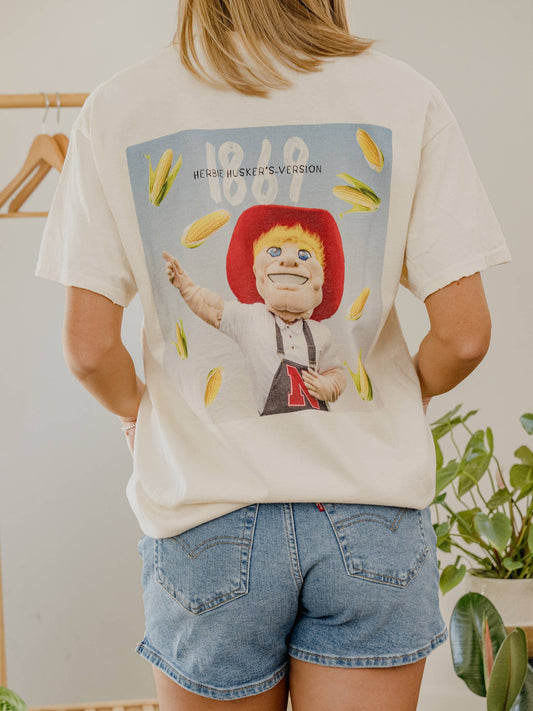 LivyLu - Nebraska Huskers Herbie's Version Off White Thrifted Tee