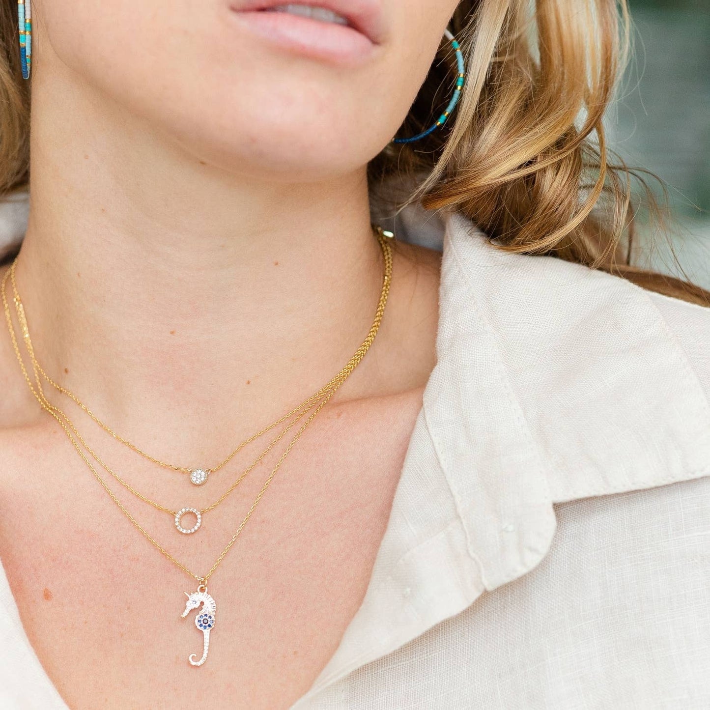 Splendid Iris - Round Pavé Double Appeal Necklace