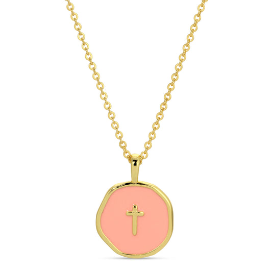 Splendid Iris - Minimal Cross Medallion Necklace