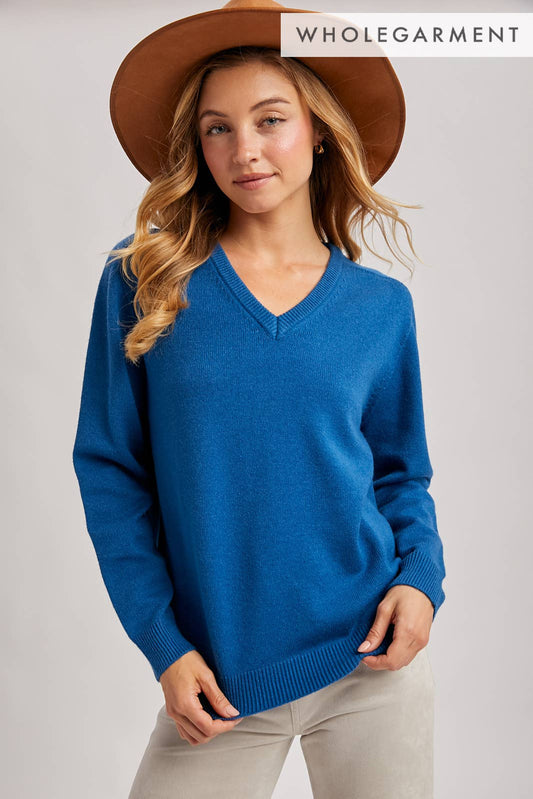Blu Ivy V-Neck Knit Sweater