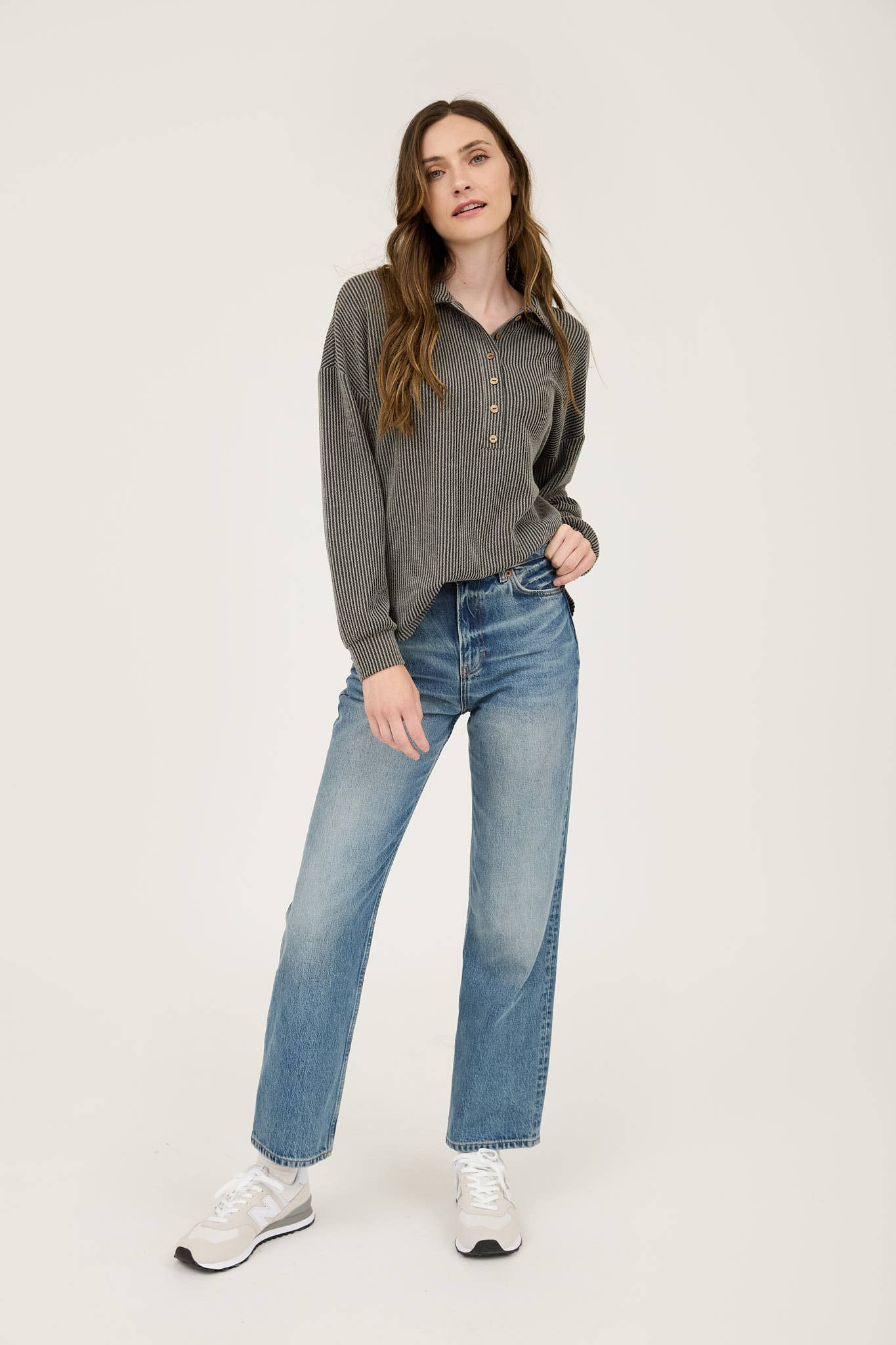 Blu Pepper - Pinstripe Half Button