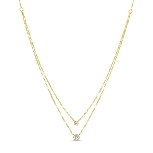 Splendid Iris Double Layer Cz Necklace