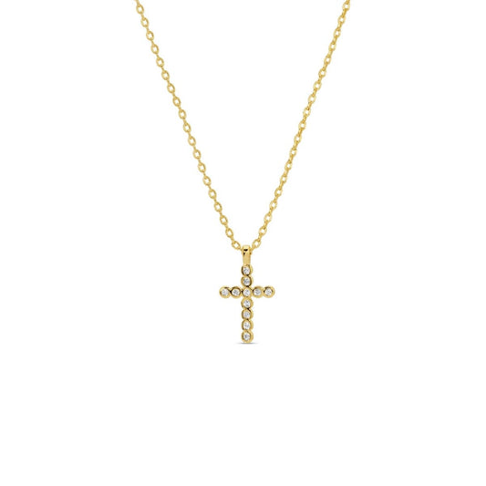 Splendid Iris - Delicate Cz Cross Pendant