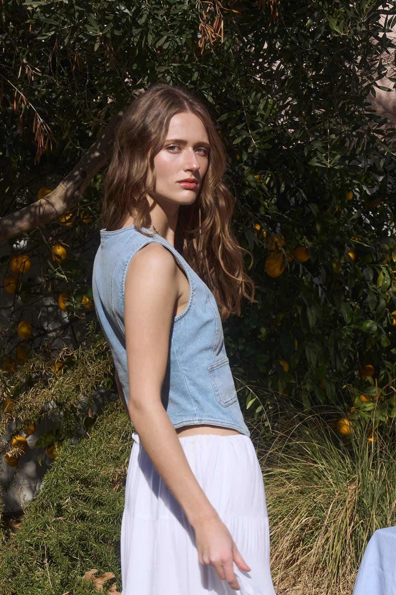 V Beck Button Down Denim Best