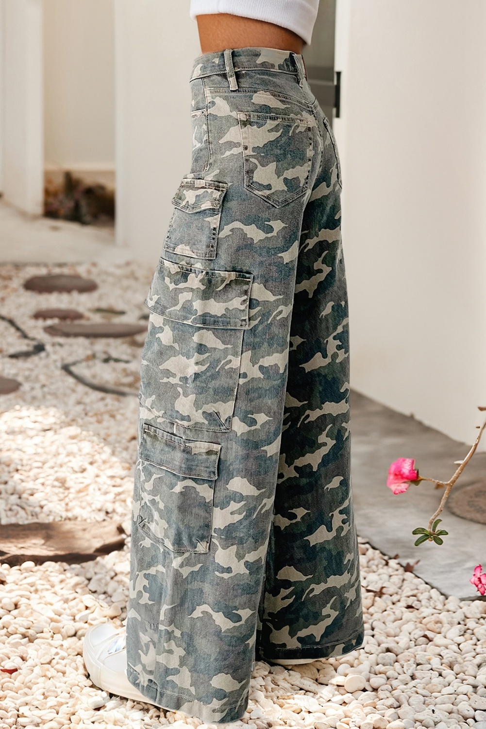 LDC-Camo Denim Cargo Wide Leg Pants