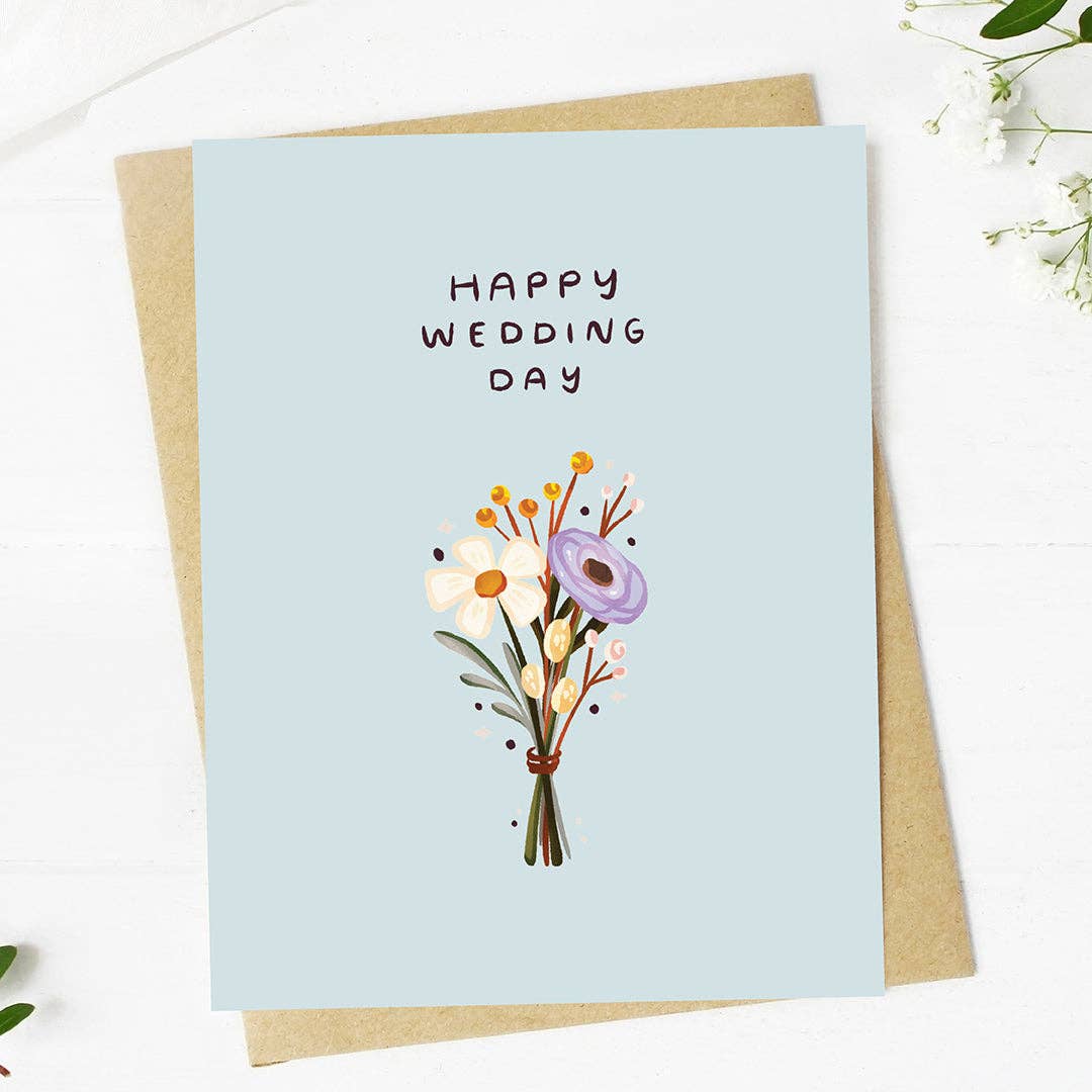 Big Moods - "Happy wedding day" Wedding Cute Bouquet Card