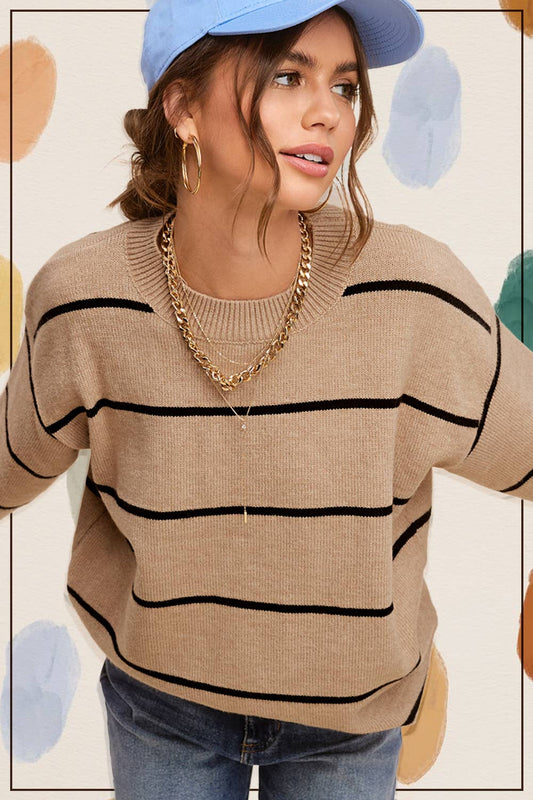 Loose Fit Stripe Crewneck Sweater