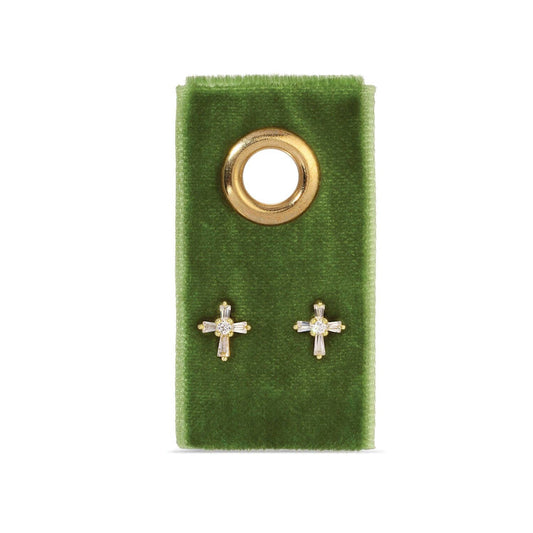 Splendid Iris - Baguette Cross Studs