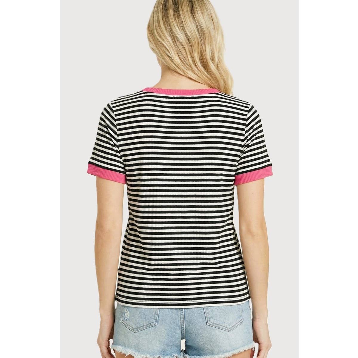 Staccato Striped Short Sleeve Top