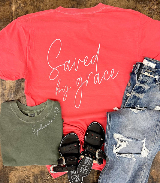 Saved By Grace Olive Tee