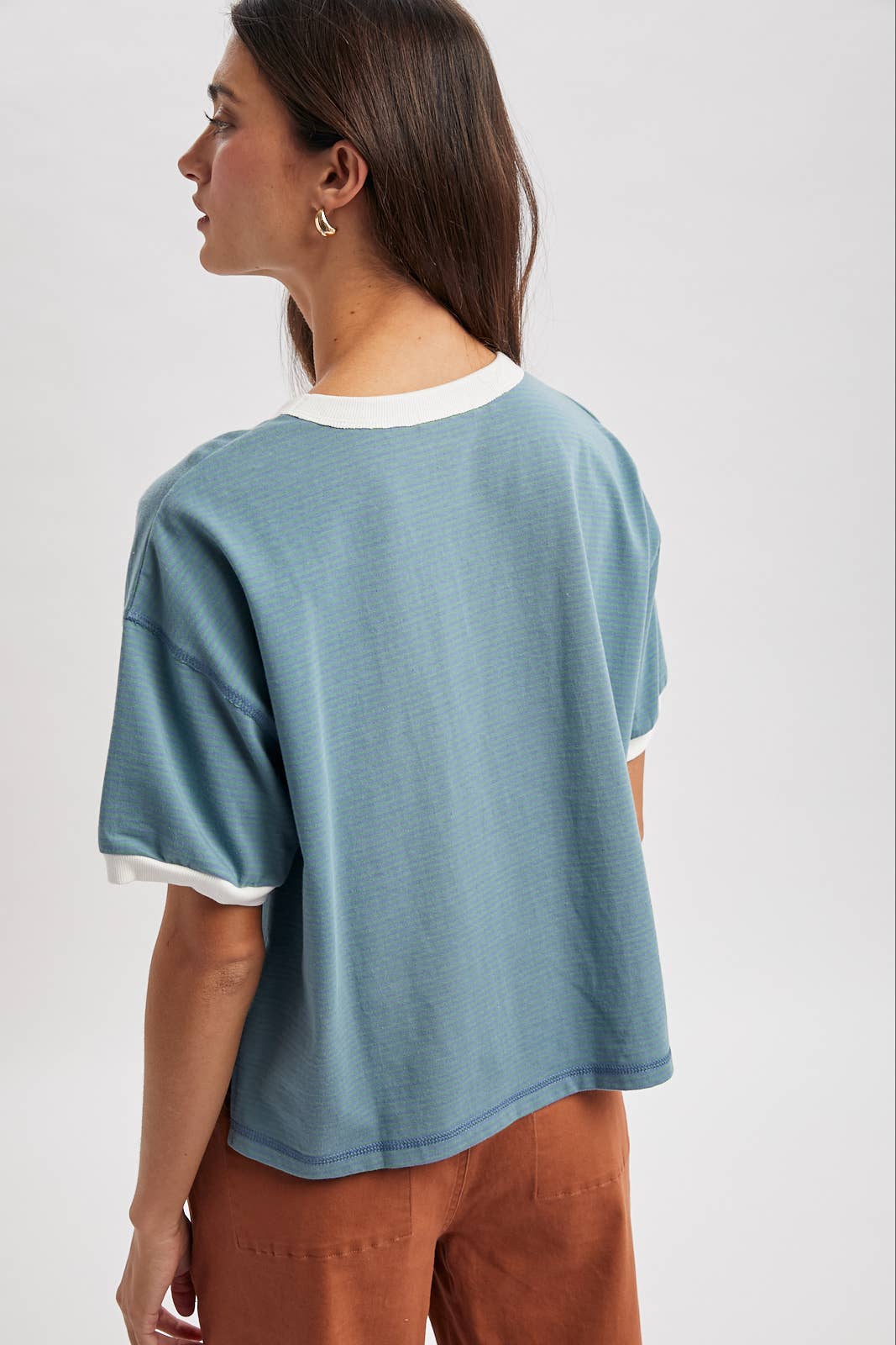 Wishlist Apparel Contrast Striped Relaxed Crop Tee