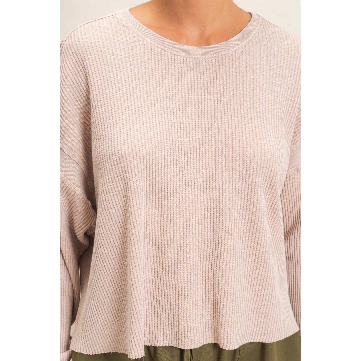 Double Zero - Mineral Wash Waffle Open Back Top