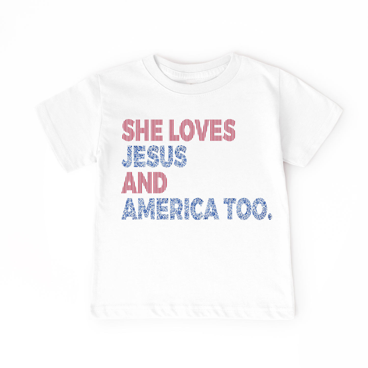 Holland Ave Clothing - Kids 4th of July Tee | Loves Jesus and America Too