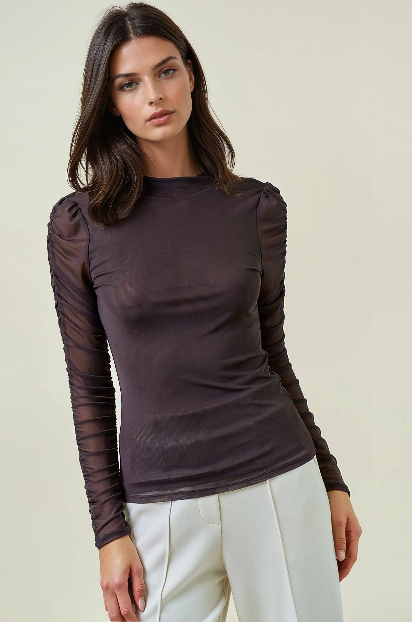 Doe and Rae  Semi Sheer Long Sleeve