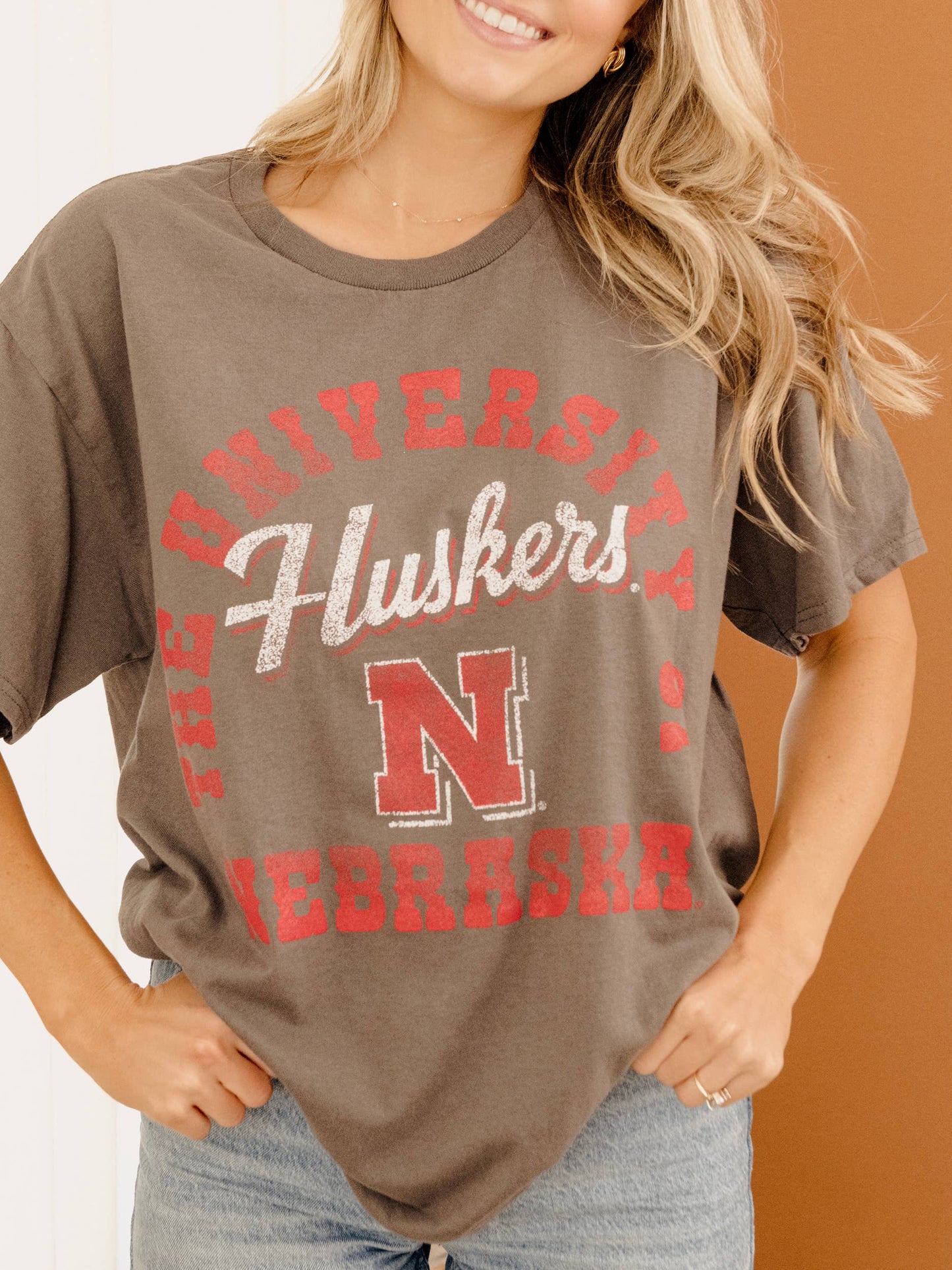 LivyLu - Nebraska Huskers Draft Charcoal Thrifted Tee