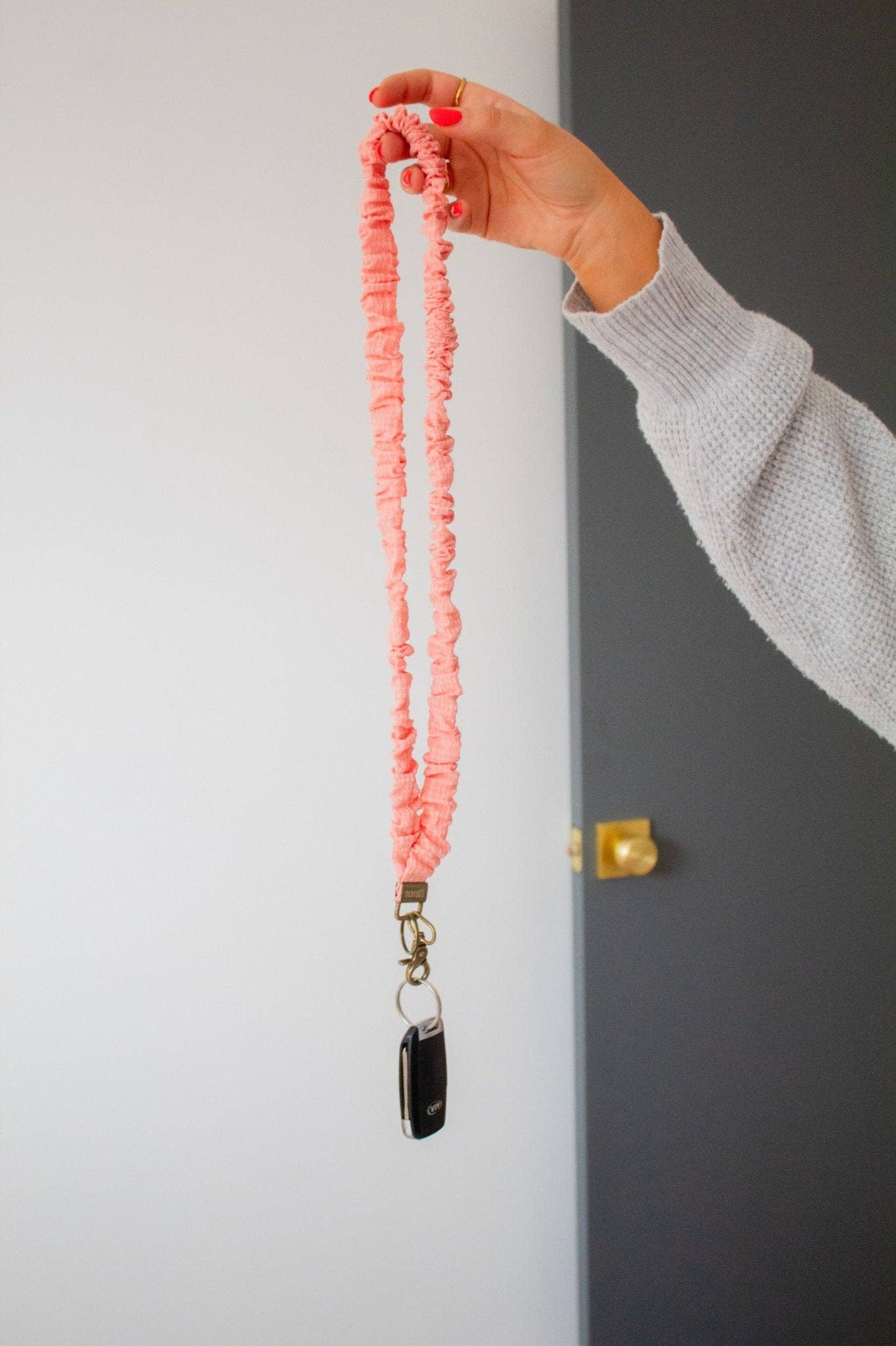 Shop Andi - Coral Gingham Lanyard