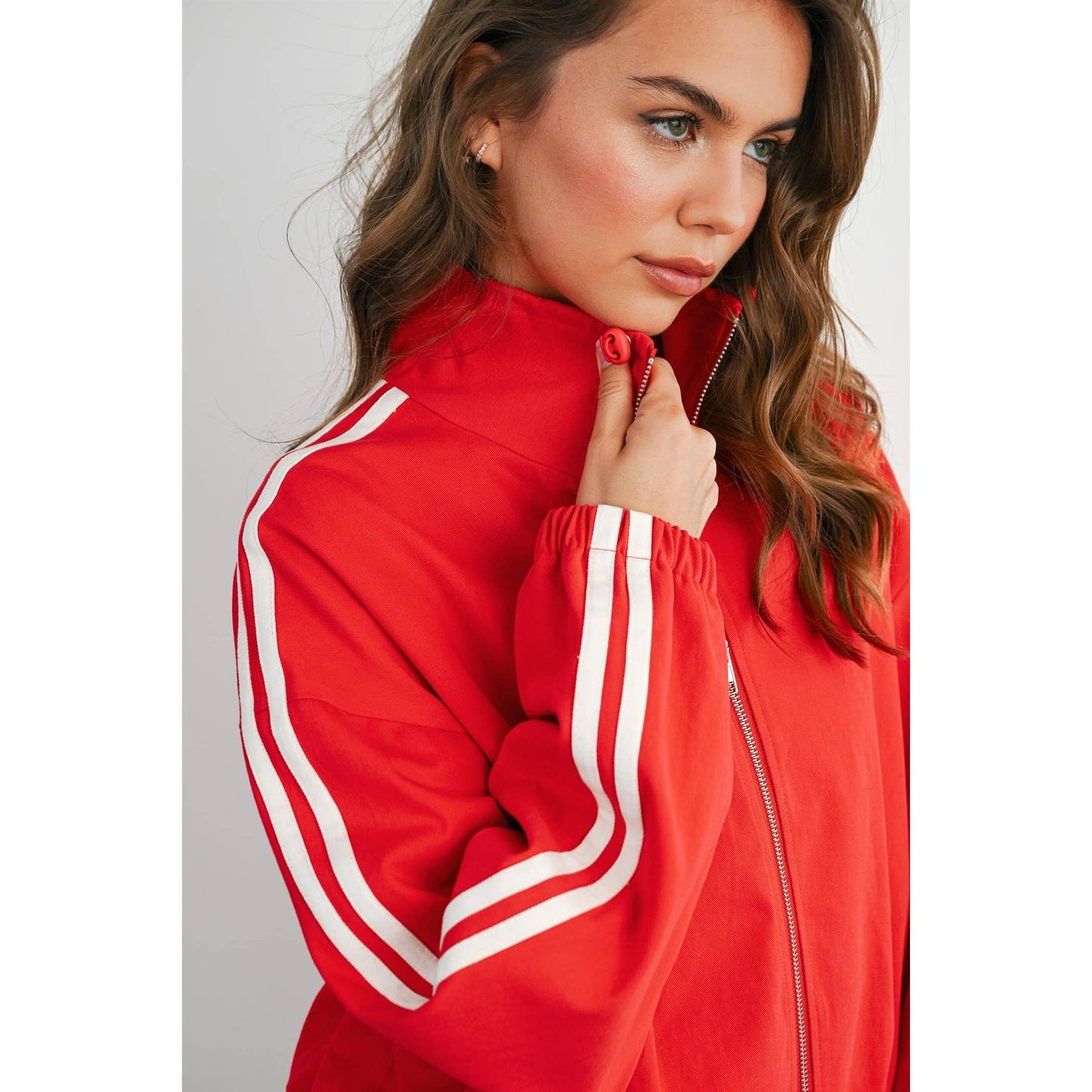 BUTTERMELON - Striped Zip-Up Athletic Jacket