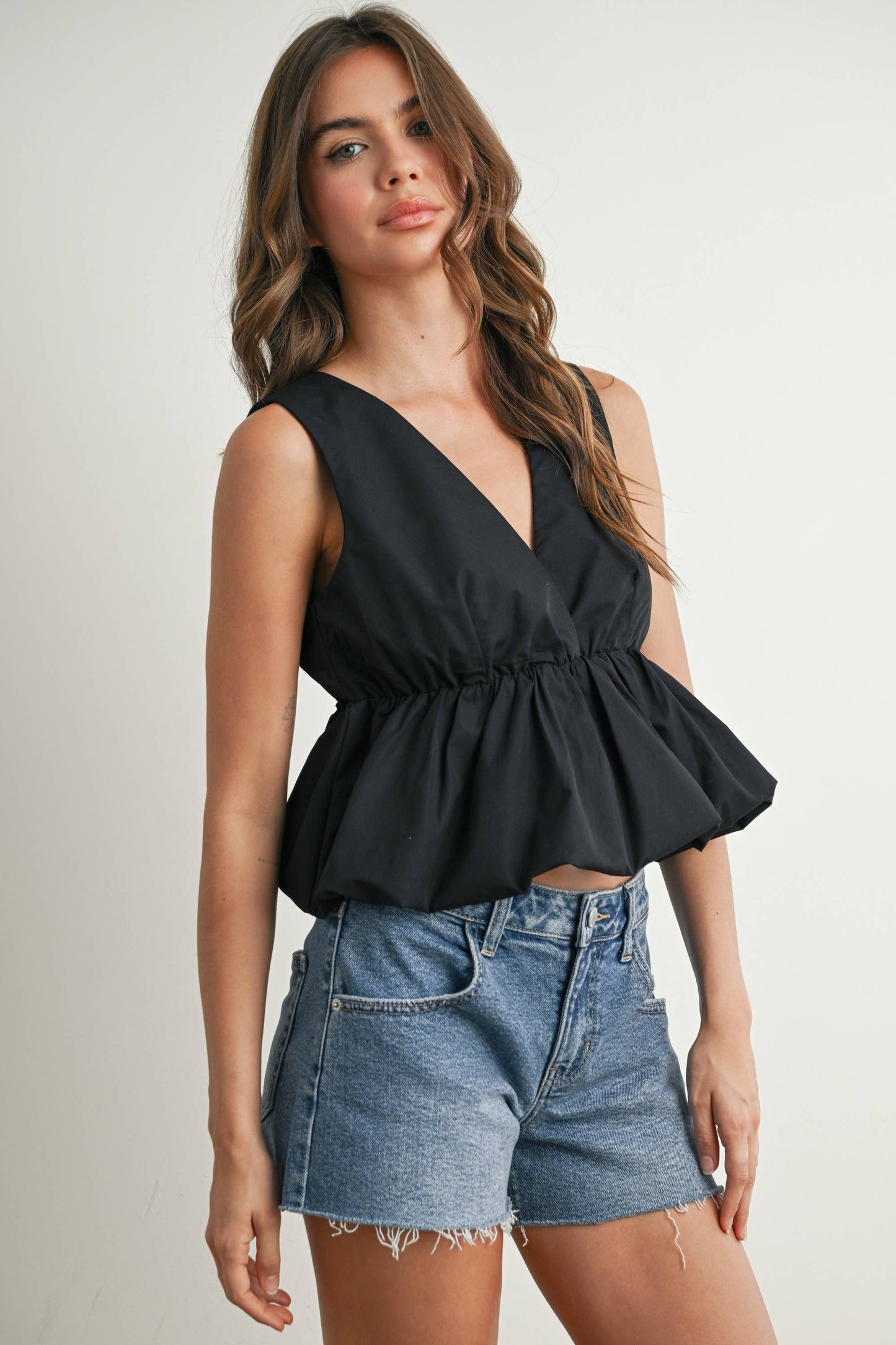 Bubble Hem Peplum Top