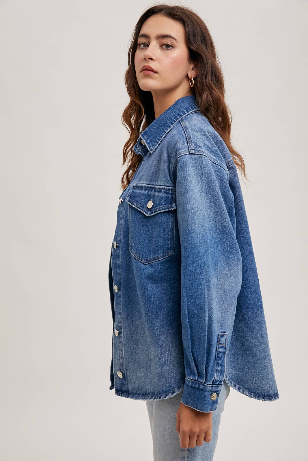 Washed Denim Button Jacket