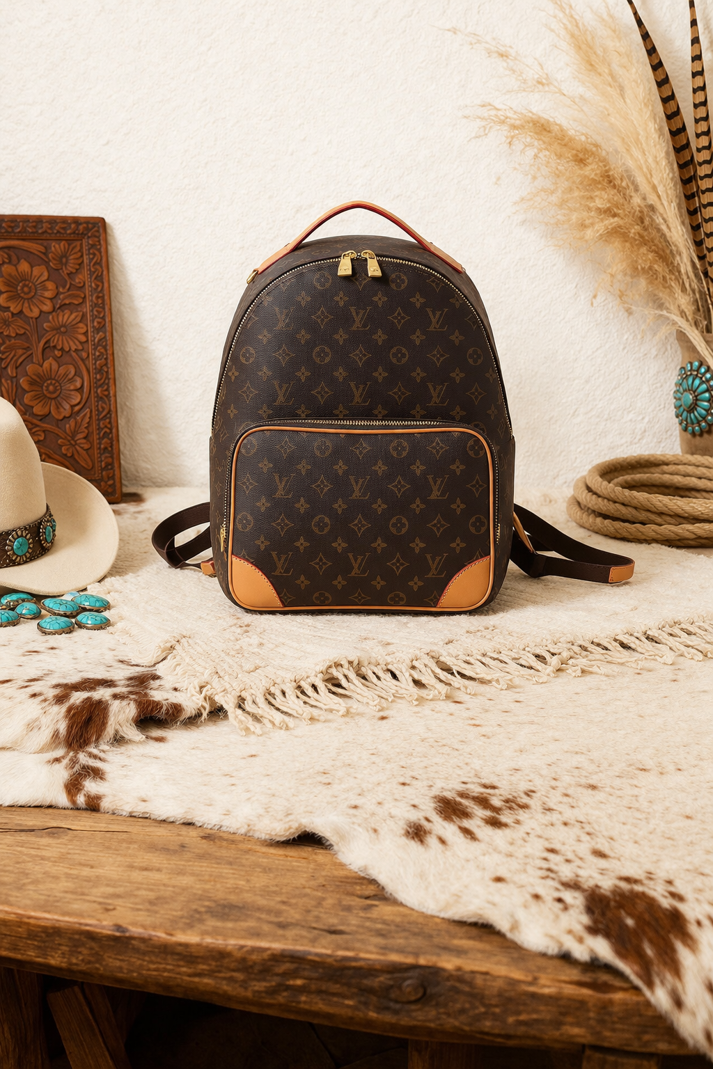 Whiskey & Lace Outfitters /The Longhorn Hippie Co. - 🤎🛍️ Upcycled Designer Monogram Backpack