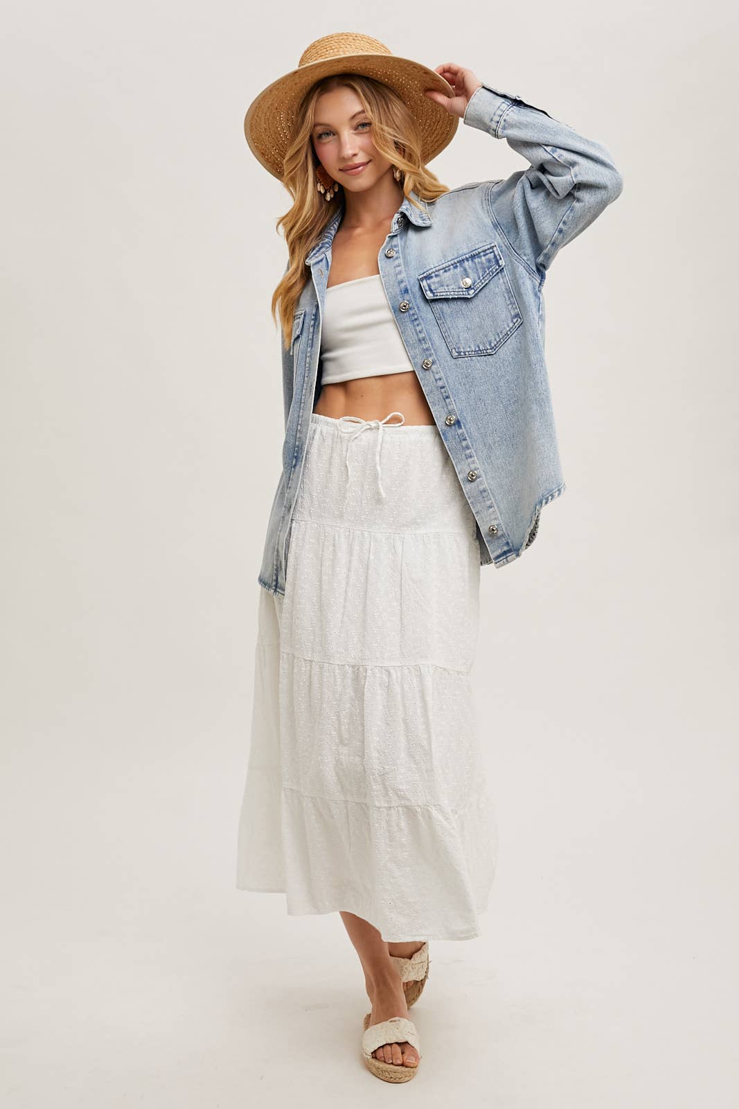 Washed Denim Button Jacket