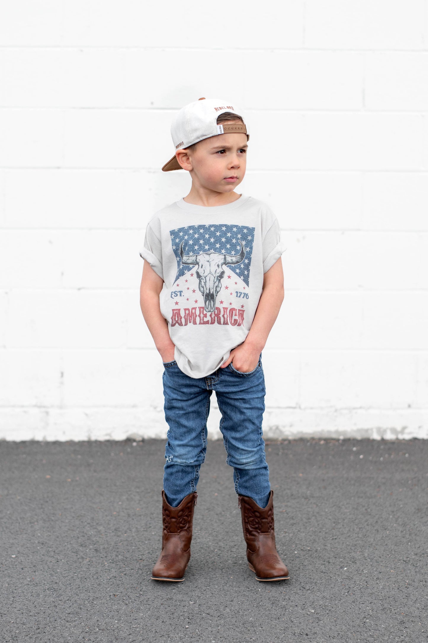 Holland Ave Clothing - Vintage Western America Kids Graphic | Boys 4th of July Tee