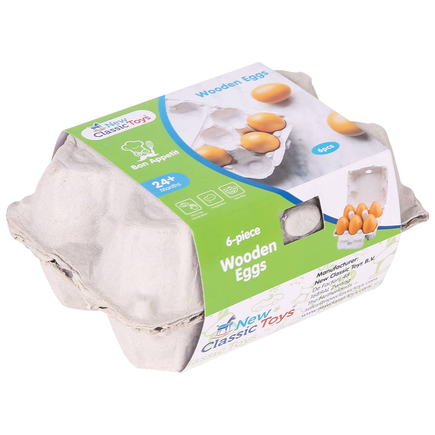 New Classic Toys-6 Piece Wooden Eggs