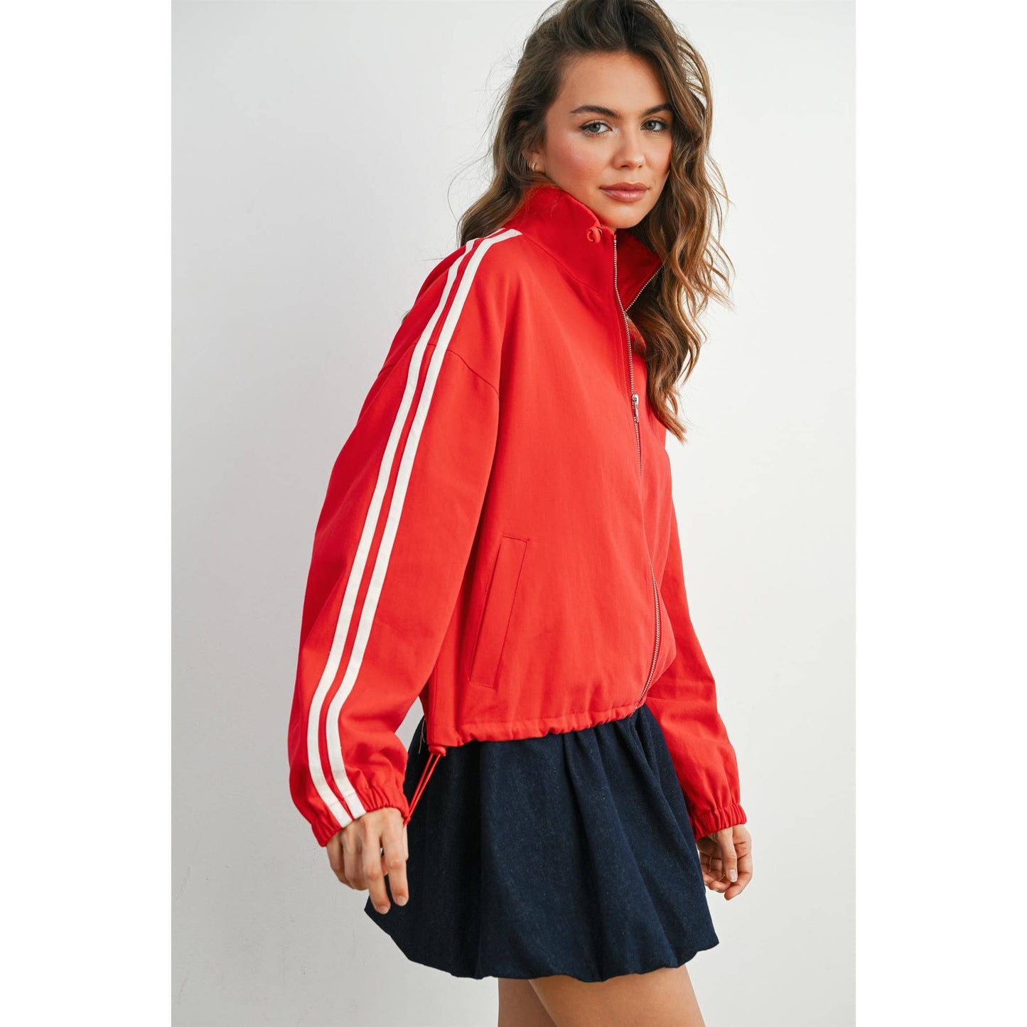 BUTTERMELON - Striped Zip-Up Athletic Jacket