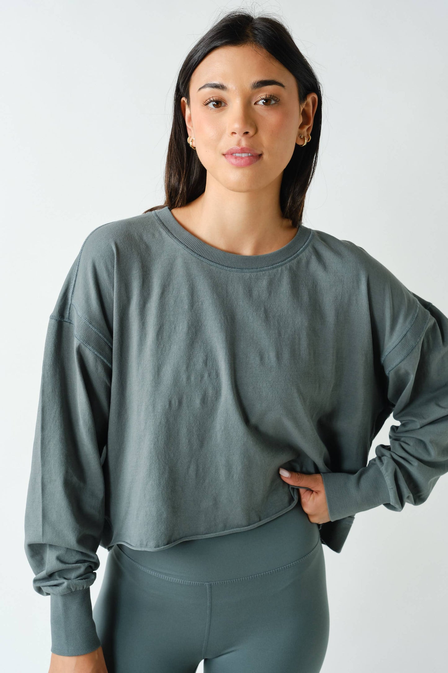 Mono B - Crescent Pima Cotton Open Back Long Sleeve Tee