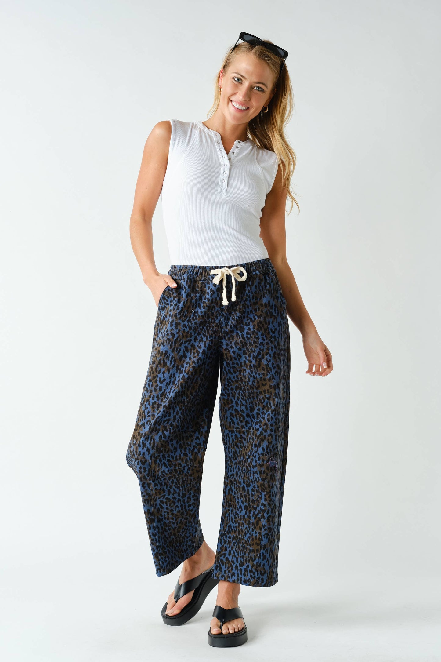 Mono B - Leopard Lounge Wide-Leg Pants