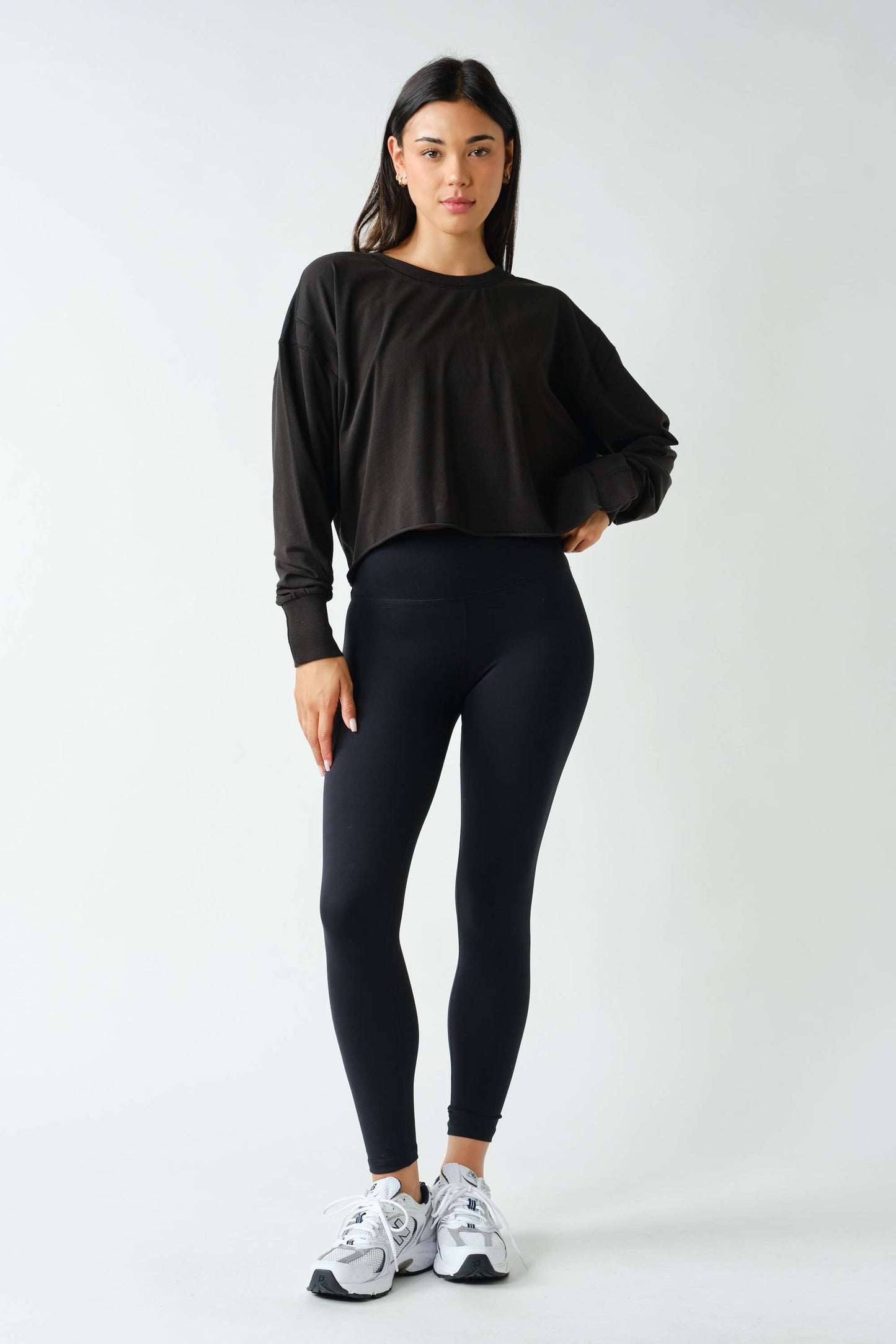 Mono B - Crescent Pima Cotton Open Back Long Sleeve Tee