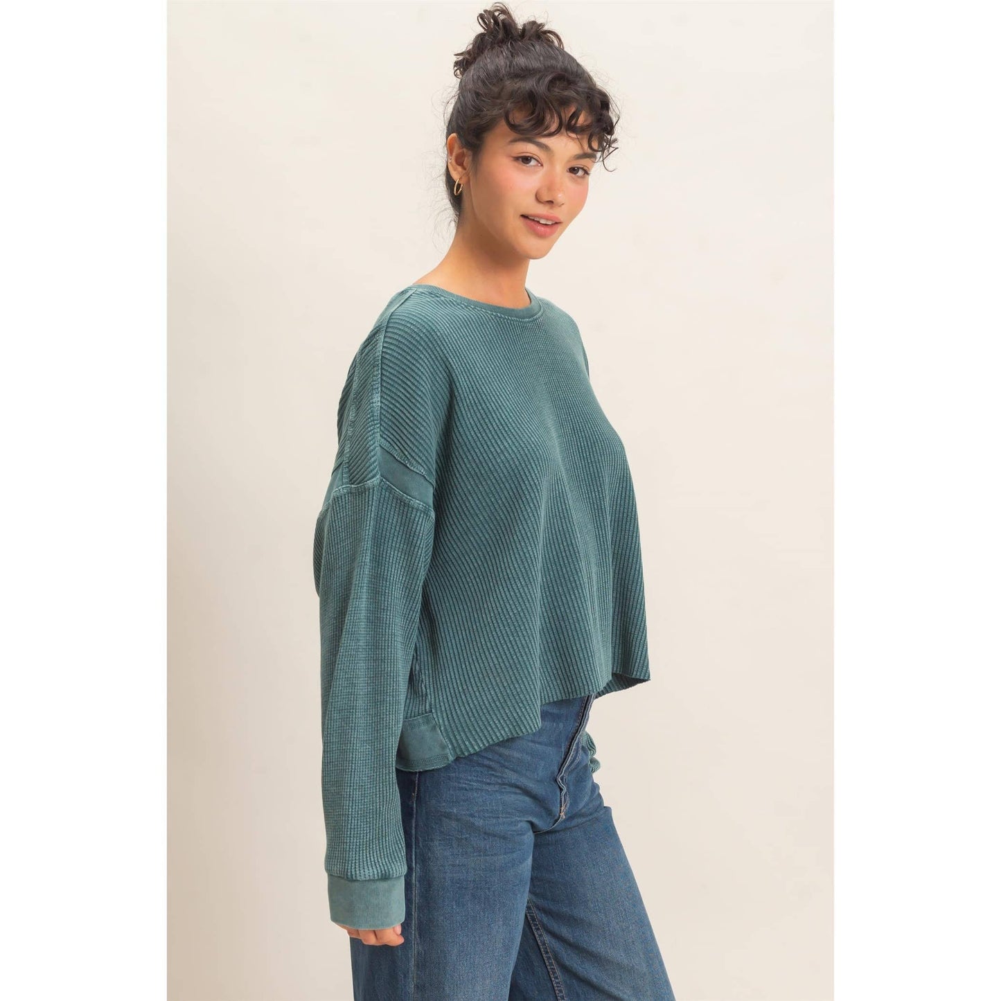 Double Zero - Mineral Wash Waffle Open Back Top