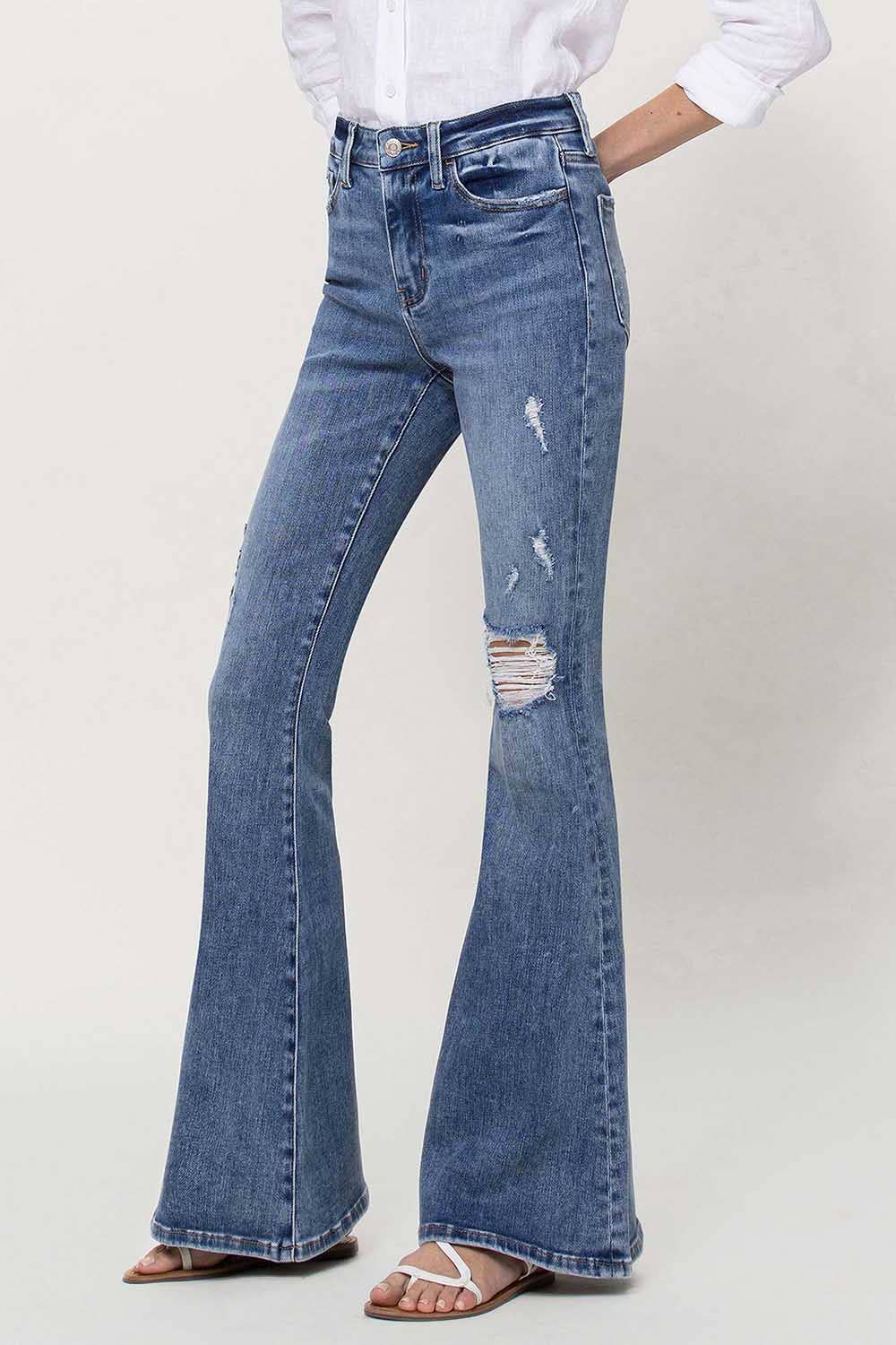 VERVET HIGH RISE LONG FLARE JEANS