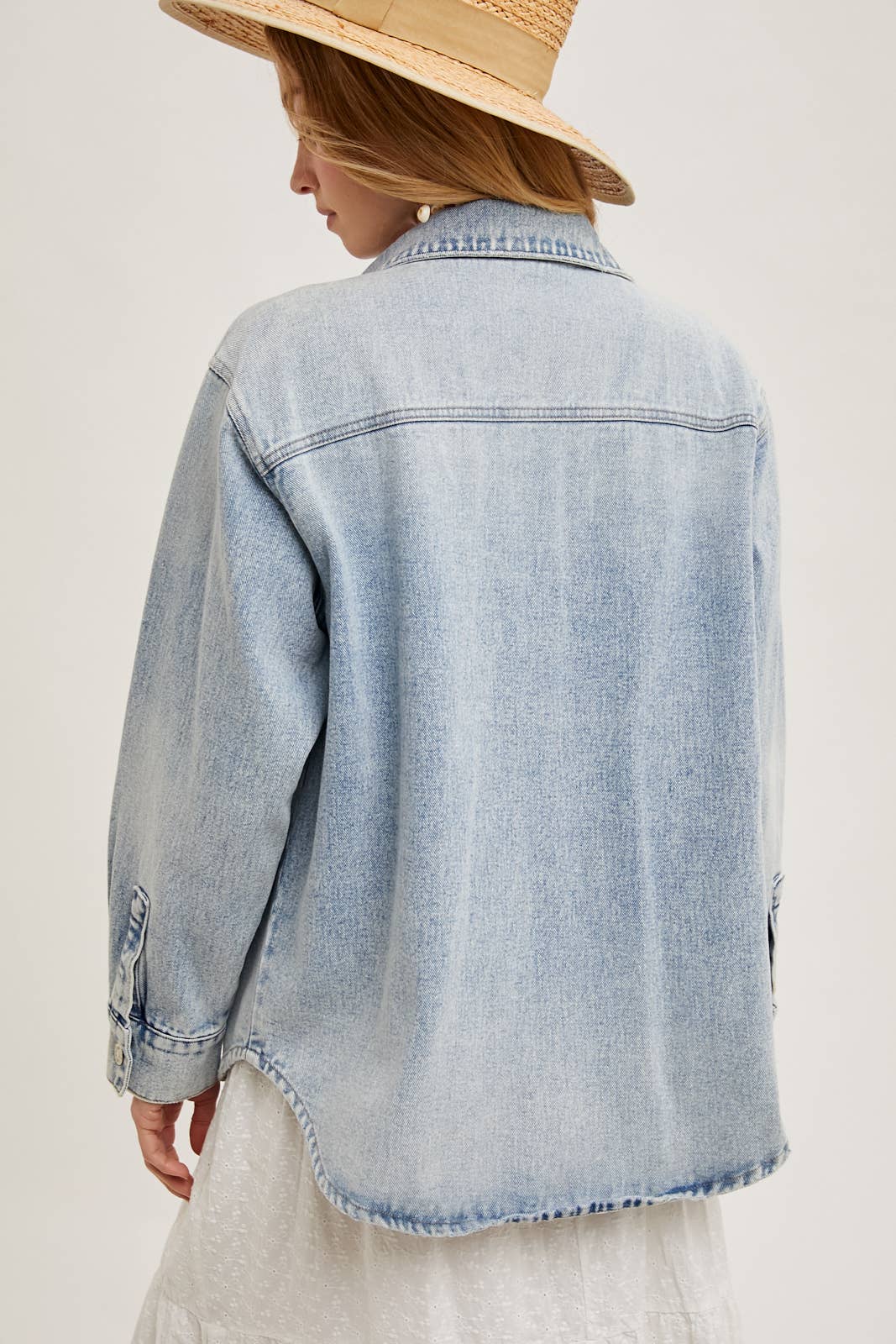 Washed Denim Button Jacket