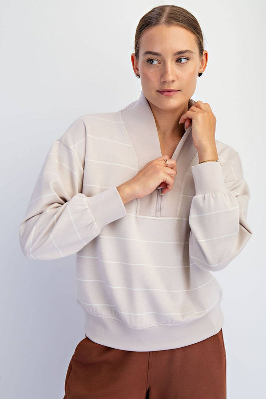 MODAL SCUBA STRIPE V-NECK JACKET