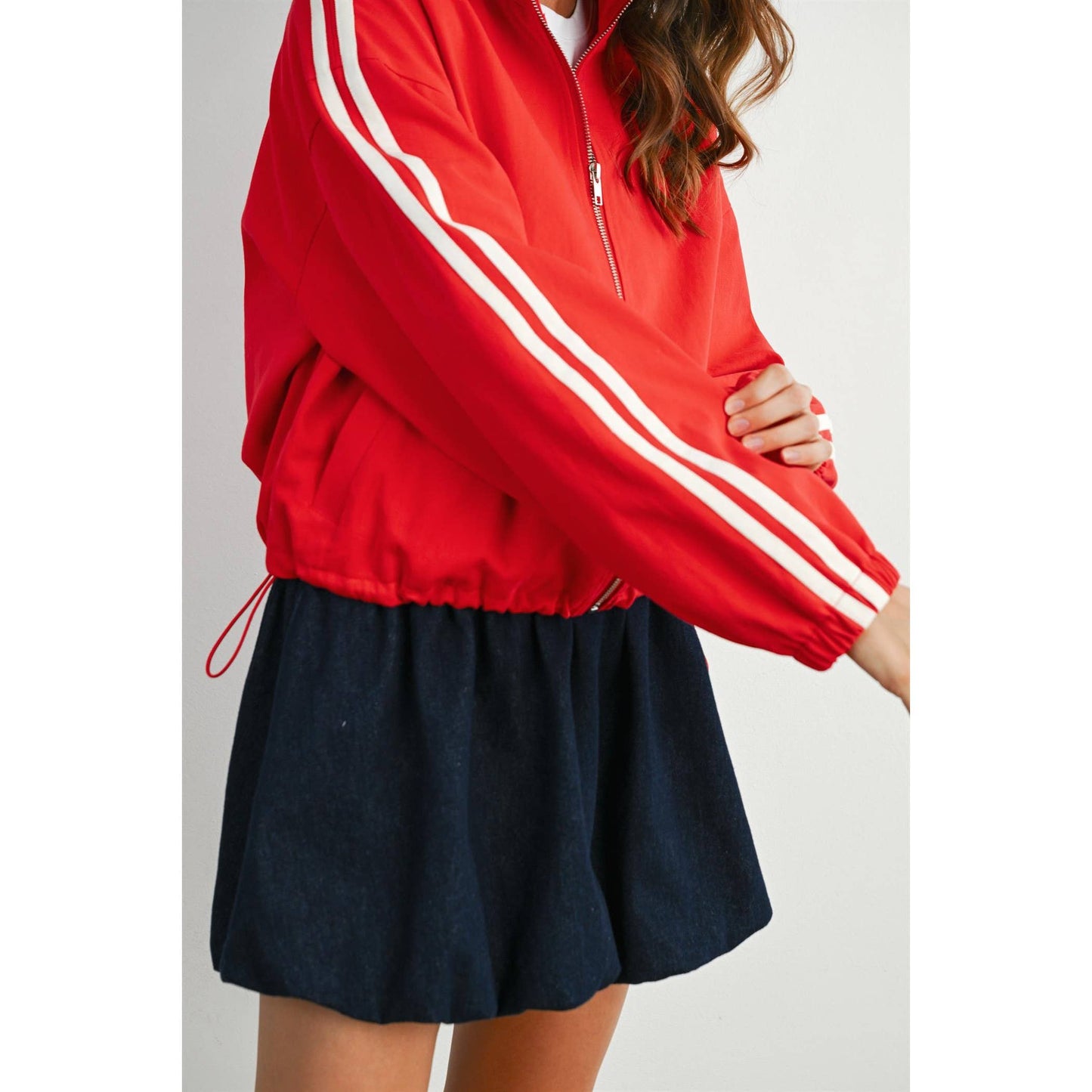 BUTTERMELON - Striped Zip-Up Athletic Jacket