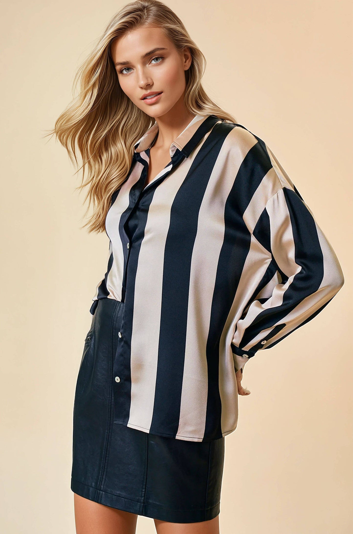 Oversized Satin Stripe Shirt