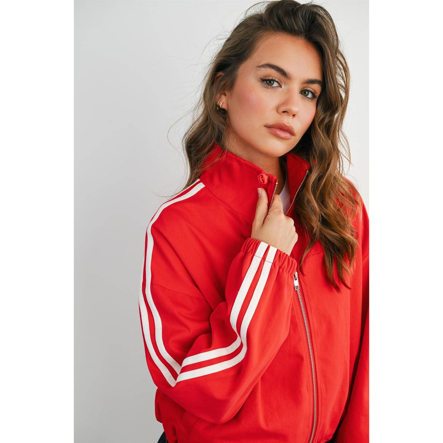 BUTTERMELON - Striped Zip-Up Athletic Jacket