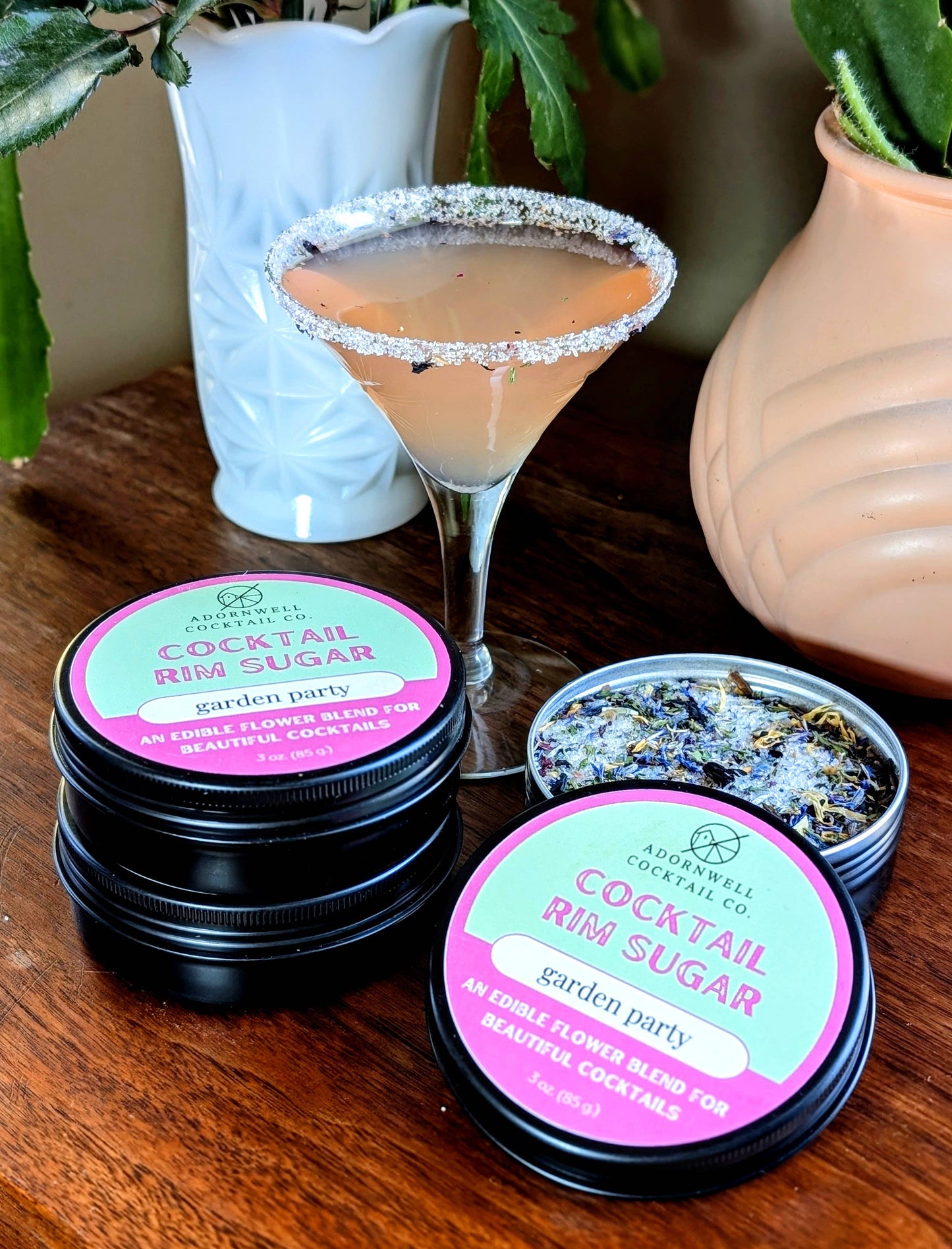 Adornwell Cocktail Co. - 3 oz. Garden Party Rim Sugar