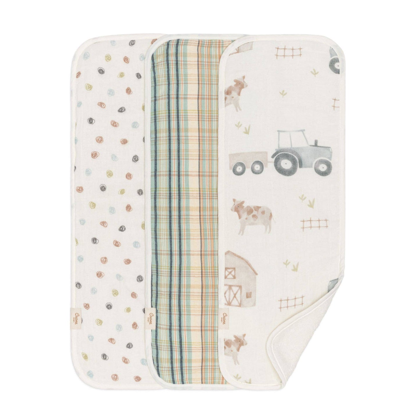Charlie 3-pc. Farmhouse Burp Cloth Set