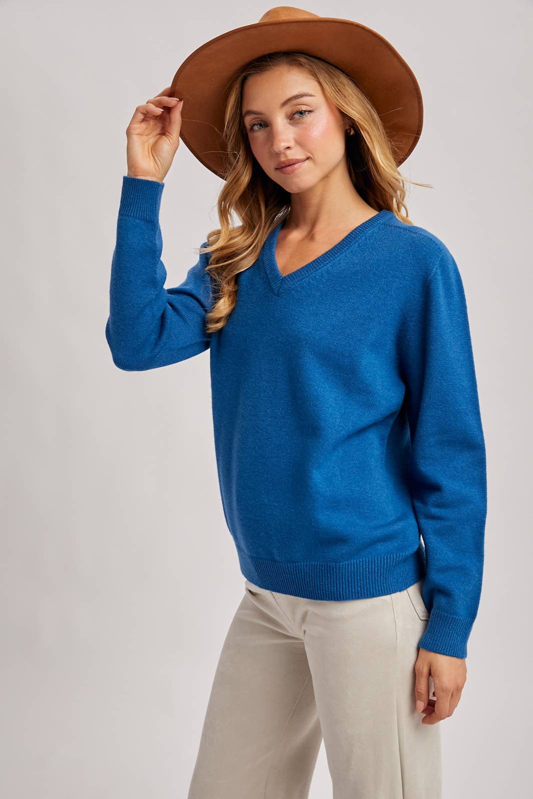 Blu Ivy V-Neck Knit Sweater