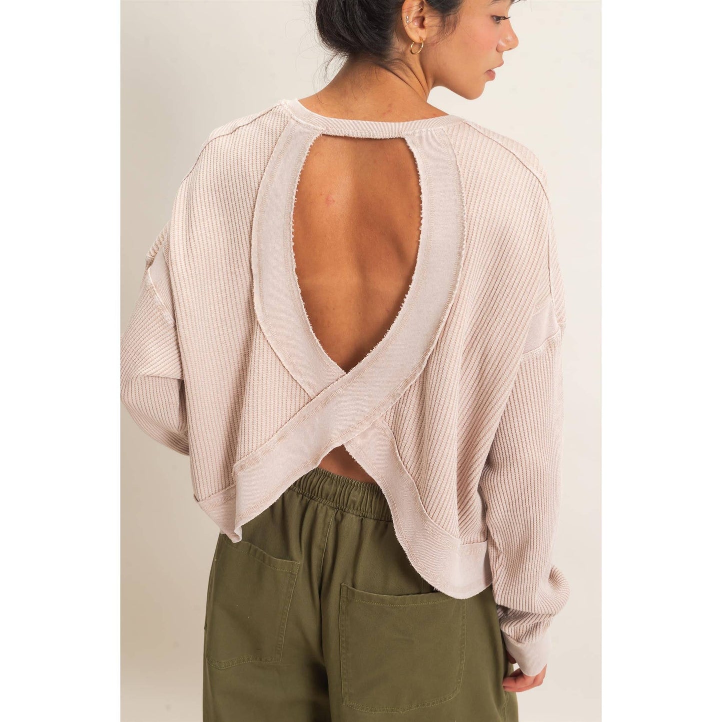 Double Zero - Mineral Wash Waffle Open Back Top