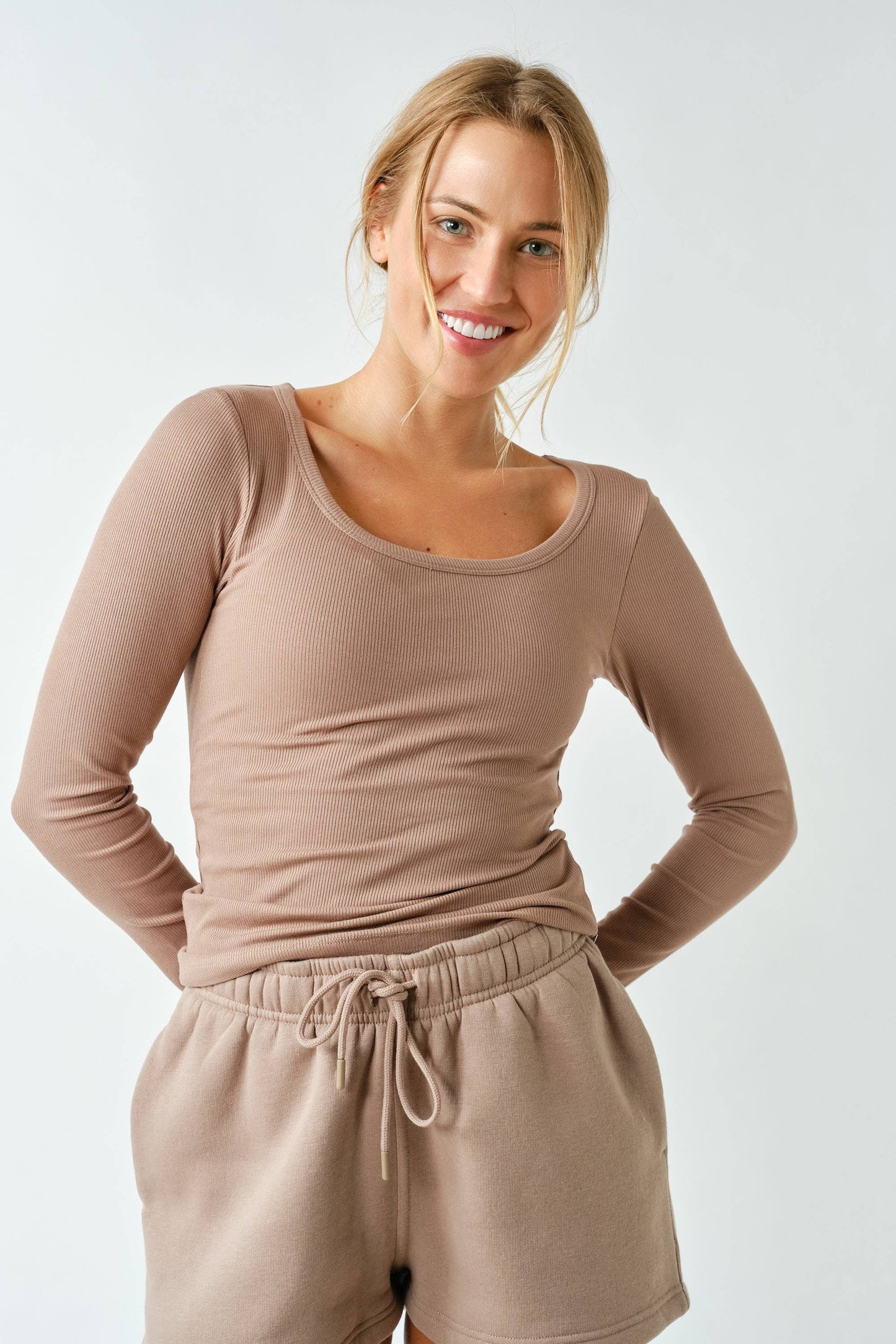 Mono B - CoreClassic Micro-Ribbed Built-In Bra Long Sleeve Top