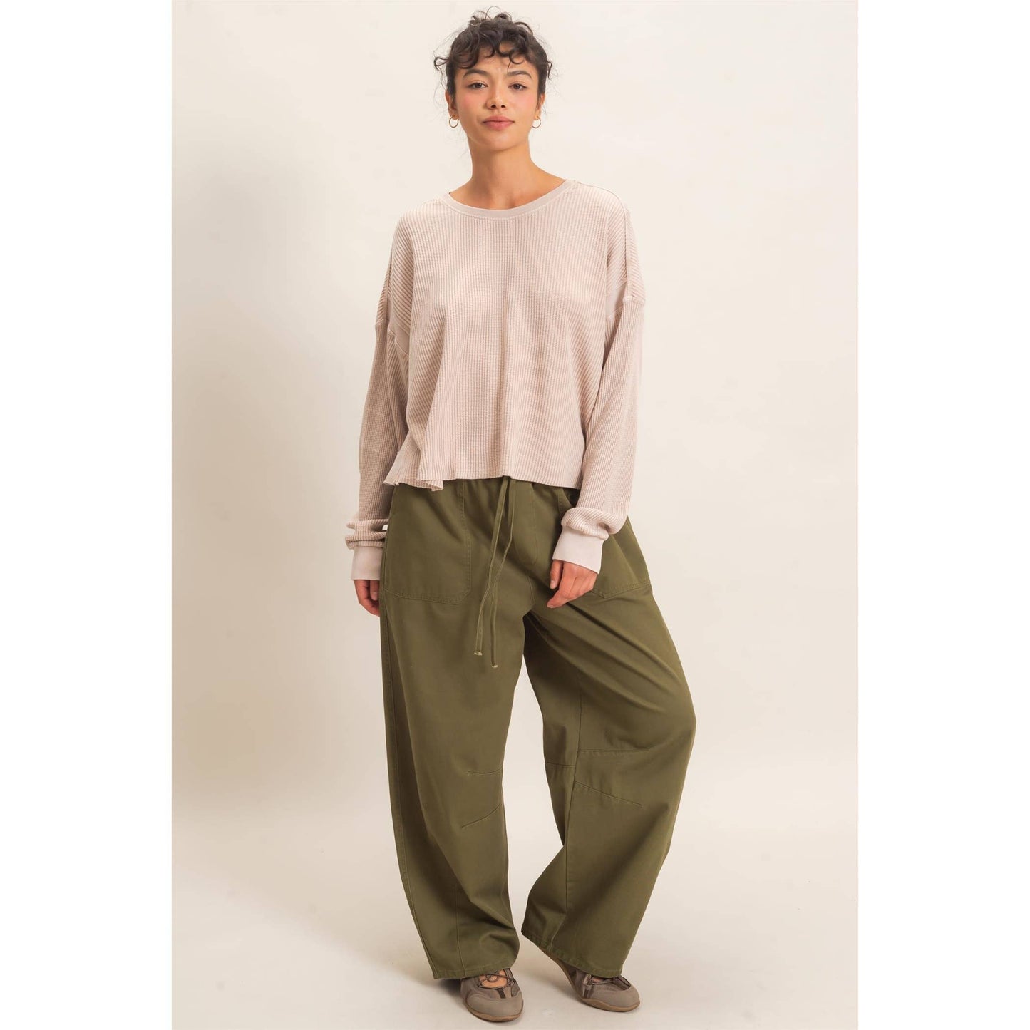 Double Zero - Mineral Wash Waffle Open Back Top